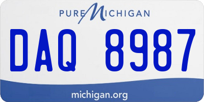 MI license plate DAQ8987