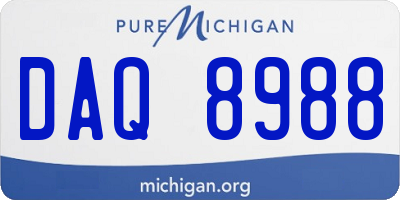 MI license plate DAQ8988