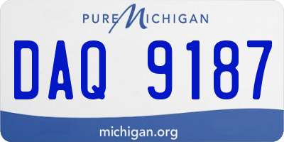 MI license plate DAQ9187