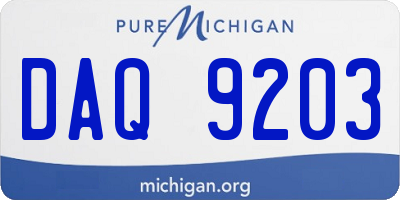 MI license plate DAQ9203