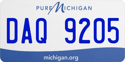MI license plate DAQ9205
