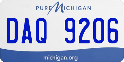 MI license plate DAQ9206