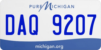 MI license plate DAQ9207