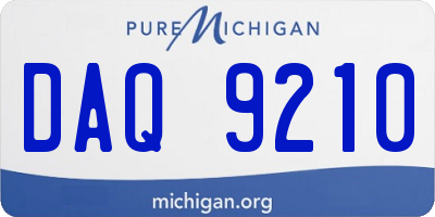 MI license plate DAQ9210