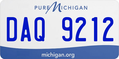 MI license plate DAQ9212
