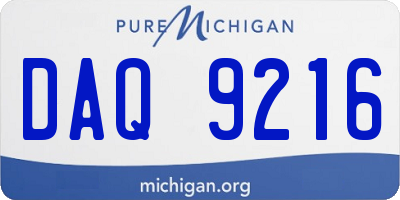 MI license plate DAQ9216