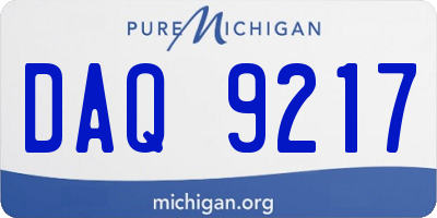 MI license plate DAQ9217