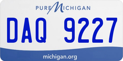 MI license plate DAQ9227