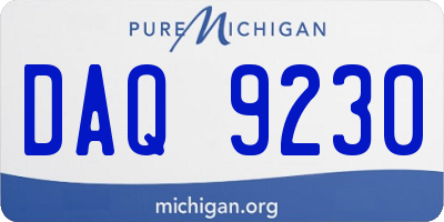 MI license plate DAQ9230