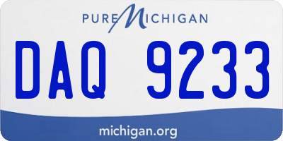 MI license plate DAQ9233