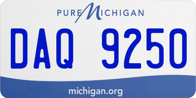 MI license plate DAQ9250