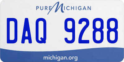 MI license plate DAQ9288