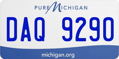 MI license plate DAQ9290