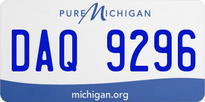 MI license plate DAQ9296