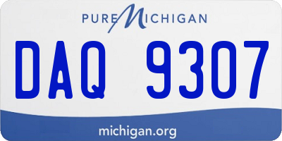 MI license plate DAQ9307