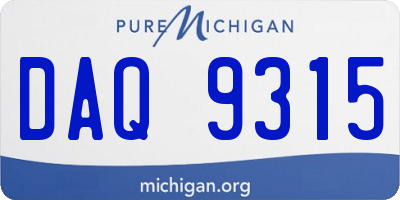 MI license plate DAQ9315