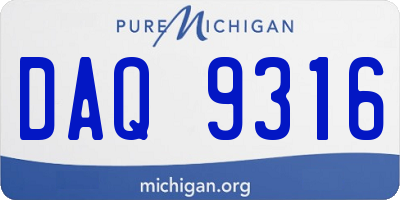 MI license plate DAQ9316