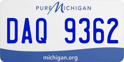 MI license plate DAQ9362