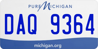 MI license plate DAQ9364