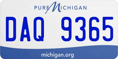 MI license plate DAQ9365