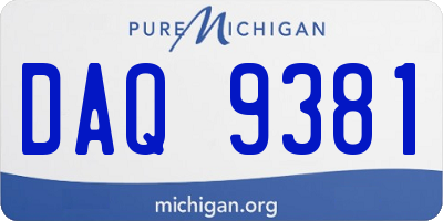 MI license plate DAQ9381