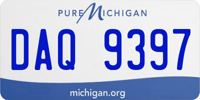 MI license plate DAQ9397