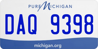 MI license plate DAQ9398