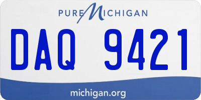 MI license plate DAQ9421