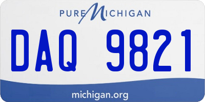 MI license plate DAQ9821