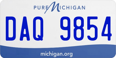 MI license plate DAQ9854