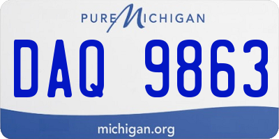 MI license plate DAQ9863