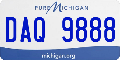 MI license plate DAQ9888