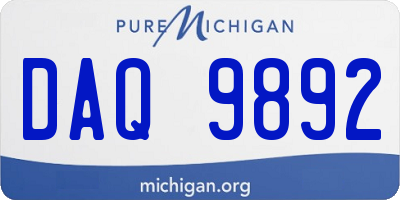 MI license plate DAQ9892