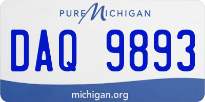 MI license plate DAQ9893