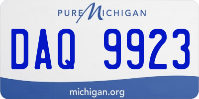 MI license plate DAQ9923
