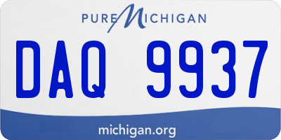MI license plate DAQ9937