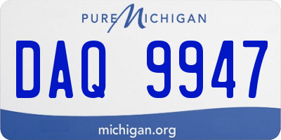 MI license plate DAQ9947