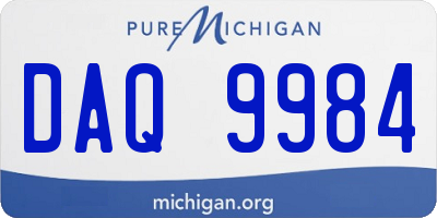 MI license plate DAQ9984