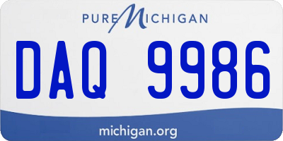 MI license plate DAQ9986