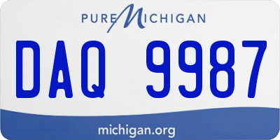 MI license plate DAQ9987