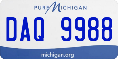 MI license plate DAQ9988