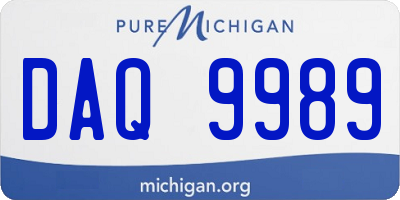 MI license plate DAQ9989