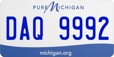 MI license plate DAQ9992