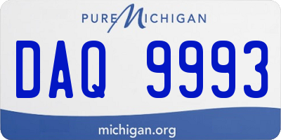 MI license plate DAQ9993