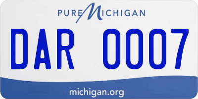 MI license plate DAR0007