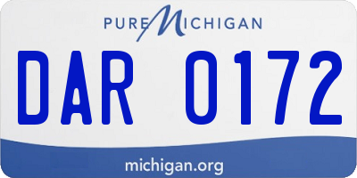 MI license plate DAR0172
