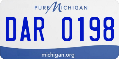 MI license plate DAR0198