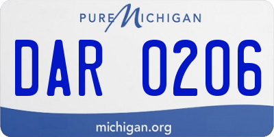 MI license plate DAR0206