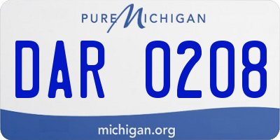 MI license plate DAR0208
