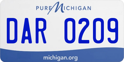 MI license plate DAR0209